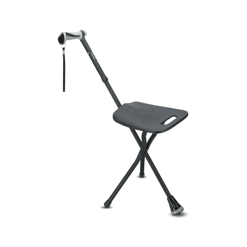 Justerbar käpp i aluminium med sits