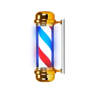 Barber Pole Upplyst lampa till frisör BB-02 guld stor