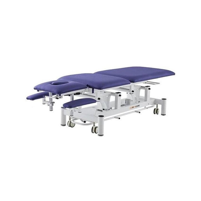 Elektrisk massagebänk 5-delad Rila PRO - Vit ram, blå klädsel