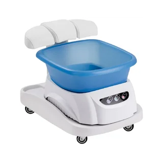 Fotbad med massage och vit vagn